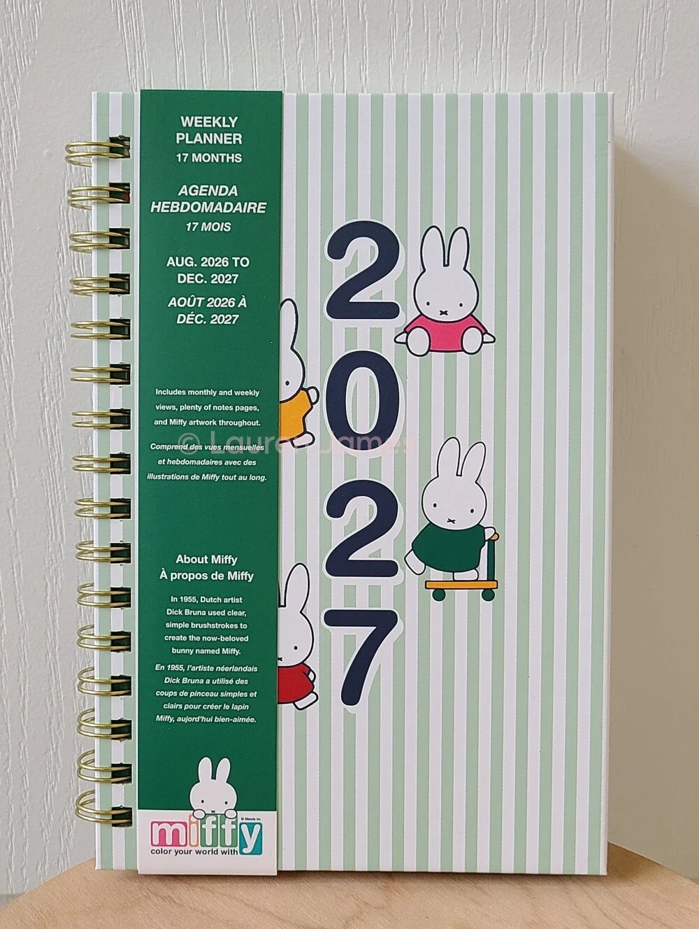 Miffy Mint Green Striped Planner and Magnetic Pencil Case Set